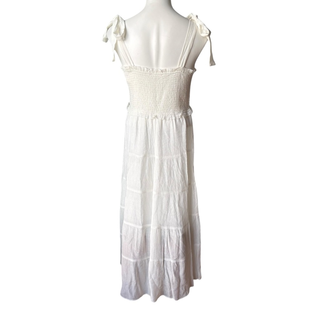 Talulah White Smocked Maxi Dress Shoulder Ties, Sz L - Picture 2 of 14
